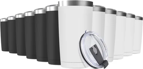 Miniatura 23 de Vaso de viaje de 20 oz, aislado al vacío, con tapa, de acero inoxidable, doble pared; taza térmica de café para el hogar, la oficina, al aire libre