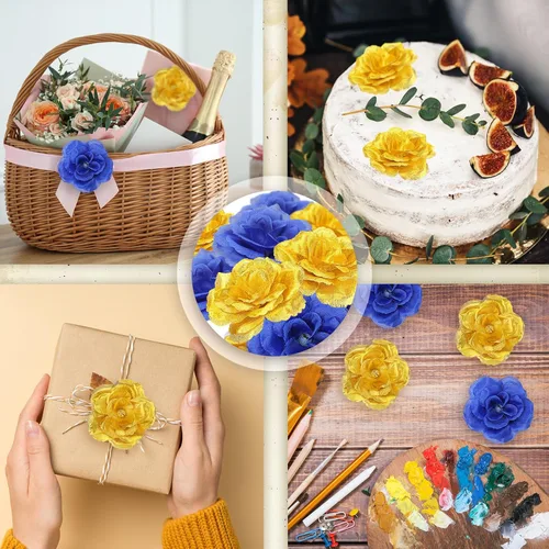 Miniatura 4 de Yunlly 100 piezas de flores artificiales de seda falsa con tallo largo en ramo de rosas para boda, fiesta, decoración del hogar para bricolaje, baby