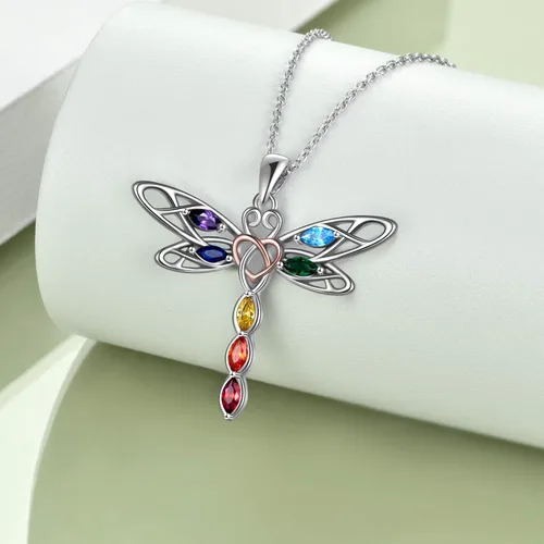 Miniatura 4 de POPLYKE Collar de libélula, regalo para mujer, plata de ley, colgante de libélula celta, joyería irlandesa para niñas