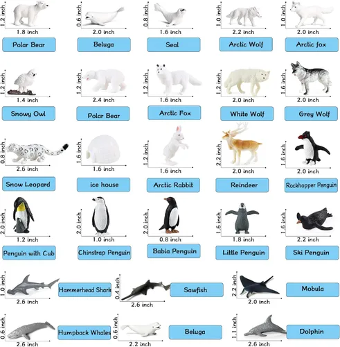 Miniatura 4 de RCOMG 26 figuras de animales árticos, figuras realistas de animales polares con oso polar, caribú, pingüino y lobo ártico, ideal para huevos