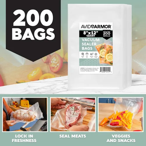 Miniatura 6 de Avid Armor Bolsas selladoras al vacío de 200 cuartos de galón de 8 x 12 pulgadas para guardar alimentos, grado comercial, sin BPA, resistentes