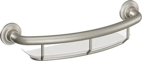 Miniatura 2 de Moen R2356DBN Seguridad Barra de Apoyo de 16 Pulgadas para Baño con Balanza de Asistencia y Estante, Níquel Cepillado & LR8724D2BN Home Care Barra