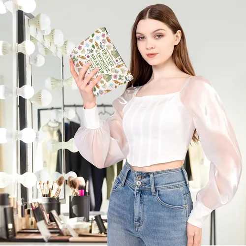 Miniatura 4 de MEIKIUP Bolsa de maquillaje de rana, bolsas de cosméticos de viaje de rana, eres más valiente más fuerte de lo que piensas bolsa con cremallera