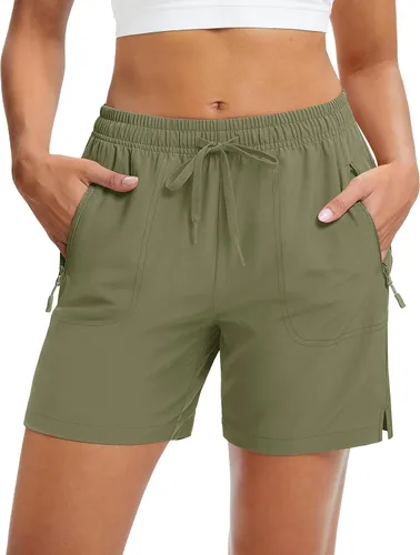 Miniatura 15 de MAGCOMSEN Pantalones cortos de senderismo para mujer de 5 pulgadas, UPF 50+, de secado rápido, ligeros, atléticos, para correr, golf, verano