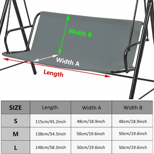 Miniatura 2 de Funda de repuesto para asiento de columpio para patio al aire libre de 2/3 plazas, 600D gruesa Oxford para columpio, funda de repuesto para sillas