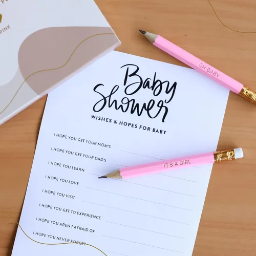 Miniatura 6 de Markt Mini lápices para juegos de baby shower para niña, lápices de corazón, juego de lápices rosados pequeños