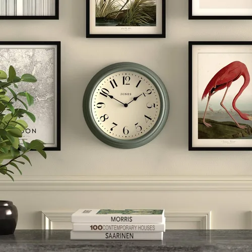 Miniatura 2 de JONES CLOCKS® Serenity - Reloj de pared Reloj redondo clásico 12 pulgadas Gris medio Números arábigos bonitos Diseño decorativo ideal
