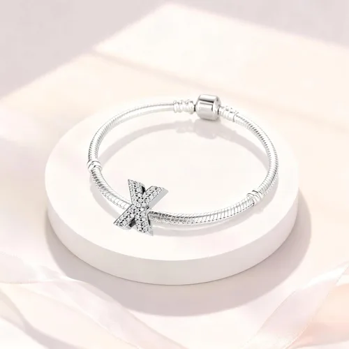 Miniatura 117 de PARCOM Dijes de letras compatibles con pulseras Pandora de plata esterlina S925 con iniciales para pulseras del alfabeto A-Z, cuentas de letras