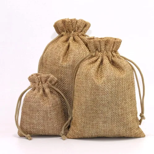 Miniatura 3 de YANGBOYY Bolsas de arpillera, paquete de 25 bolsas de arpillera de 5 x 7 pulgadas, bolsa de regalo con cordón de arpillera, bolsa de regalo de Marrón