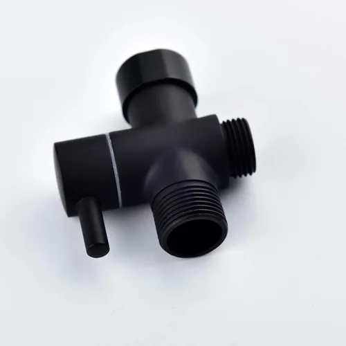 Miniatura 7 de CIENCIA Válvula en T de 7/8 "Válvula desviadora de inodoro de 3 vías Adaptador de bidé de latón con apagado para rociador de inodoro de mano, negro