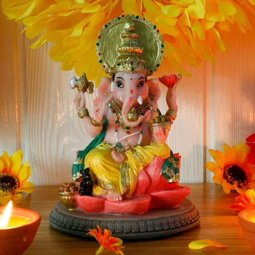Miniatura 4 de alikiki Estatua de ídolo hindú de Dios Ganesha – 6.8 pulgadas hindú Murti Lord Ganesh Ganpati para oficina en casa, altar mandir templo Pooja