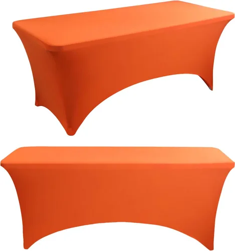 Miniatura 13 de Paquete de 2 manteles rectangulares elásticos de 6 pies para cocina, comedor, elástico, resistente a las arrugas, de elastano, lavable, para Rosa