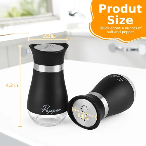Miniatura 2 de Accmor Juego de saleros y pimenteros, recipientes de acero inoxidable de 4 onzas con fondo de vidrio para cocina, barbacoa, bar, mesa, caravana