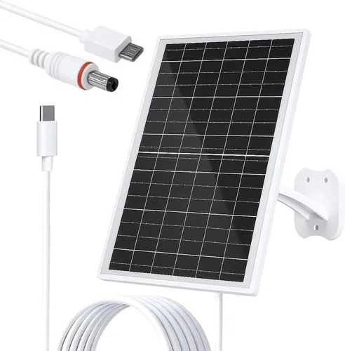 Miniatura 18 de FUTUREZEN Panel solar de 6 W para cámara de seguridad al aire libre, cargador solar USB/USB-C de 5 V compatible con cámaras de batería recargable