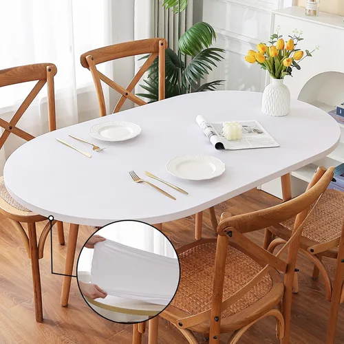 Miniatura 11 de Mantel redondo de elastano, suave y agradable a la piel, sin pelusas, funda de mesa de tela transpirable con banda elástica para comedor, reunión