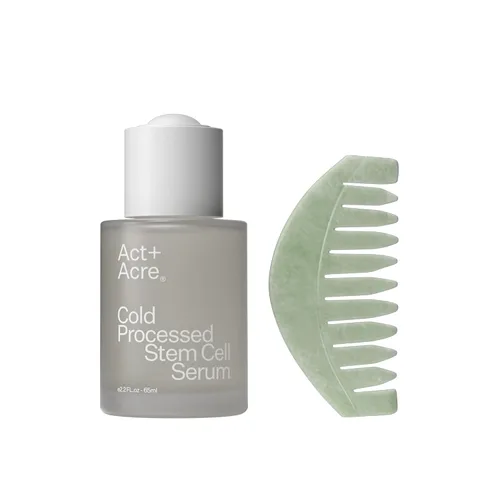 Act+ Acre Serum de células madre de manzana procesadas en frío y herramienta Gua Sha del cuero cabelludo, estimula el cuero cabelludo, promueve un