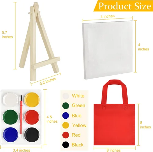 Miniatura 3 de 8 juegos de pintura de acuarela, suministros para fiestas, mini lienzo de pintura y caballete con mini juegos de pintura de acuarela de 4 x 4, mini