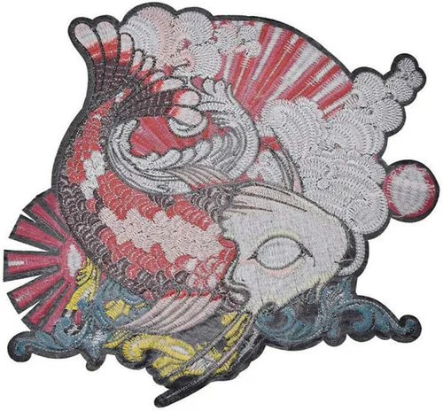 Miniatura 9 de Wixine Parche bordado de pez Koi japonés para coser con apliques, insignia, bricolaje, decoración de manualidades