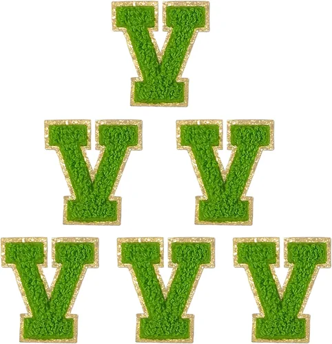 Miniatura 58 de 6 piezas de parches de letras de chenilla autoadhesivas, parches de letras preppy de 2 pulgadas para bolsos, ropa y sombreros, grandes pegatinas