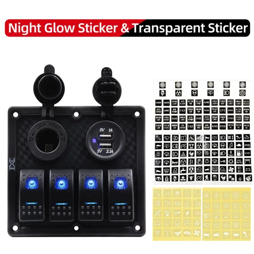 Miniatura 3 de Panel FXC impermeable, con ranura de doble puerto USB, fusibles de 4.2 A, visualización digital de voltaje, toma de encendedor y 4, 6 u 8 tipos