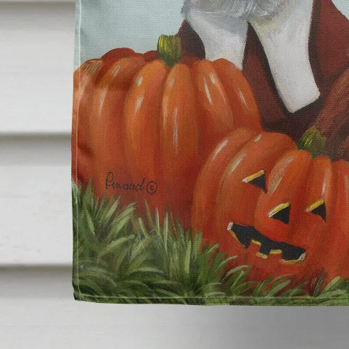 Miniatura 573 de Caroline's Treasures PPP3090GF - Bandera decorativa para jardín de bulldog inglés y otoño, para exteriores, patio, flores, tamaño de jardín