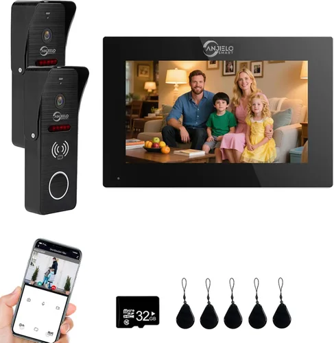 Miniatura 12 de ANJIELO SMART Timbre de video con cable con monitor interior, sistema de intercomunicación de video con cable, audio bidireccional, detección