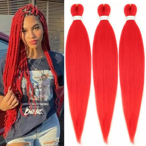 Miniatura 69 de Cabello trenzado marrón preestirado de 30 pulgadas, 3 paquetes de cabello trenzado preestirado de color 30 EZ, textura Yaki, extensiones de cabello