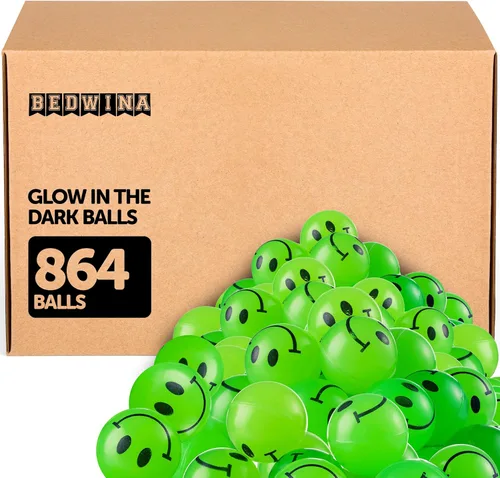 Miniatura 10 de Bedwina Bulk Bouncy Balls Glow in the Dark - (1inch / 27mm) Diameter, High Bouncing, Small Rubber Smile Face Bouncing Balls for Kids, Vending