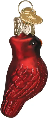 Miniatura 4 de Old World Christmas Mini adorno de cristal cardenal rojo soplado para árbol de Navidad, decoración navideña artesanal, colección de observadores