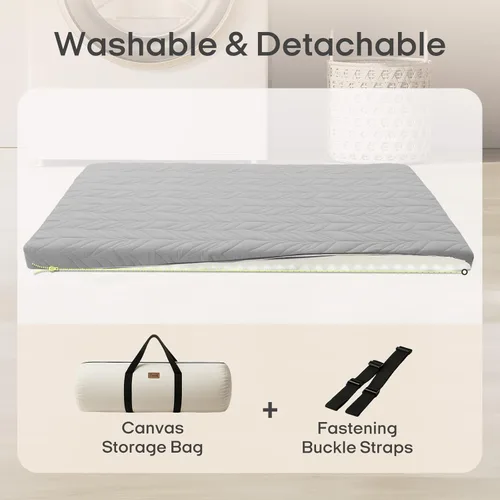 Miniatura 7 de ZonLi Colchón de piso japonés tipo futón, colchón de tatami de tamaño completo, 4" de espesor, colchoneta enrollable de tatami con funda lavable Gris
