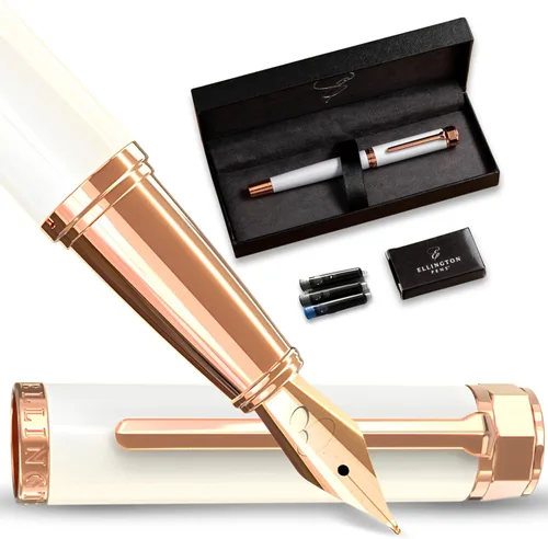 Miniatura 15 de Ellington Pens Juego de pluma estilográfica de lujo, punta fina y suave, incluye 3 cartuchos de tinta, convertidor de tinta recargable, caja de El