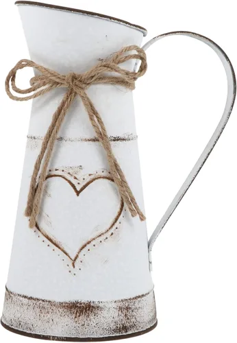 BESTOYARD Florero francés vintage, jarrón de hierro, jarrón alto galvanizado, pequeño jarrón de estaño, maceta de mesa, maceta rústica con arreglo