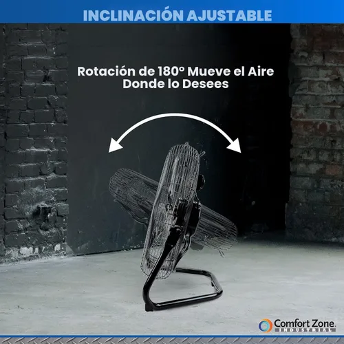 Miniatura 4 de Comfort Zone Ventilador de Piso Tipo Cuna, Eléctrico, Alta Velocidad, Inclinación Ajustable de 180 Grados, 14 Pulgadas, 3 Velocidades, Asa
