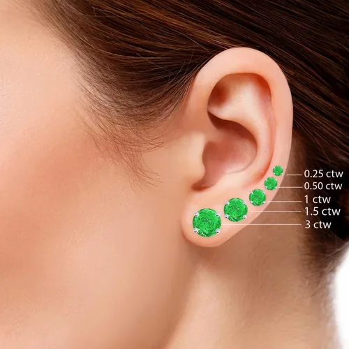 Miniatura 5 de Aretes de esmeralda de peso total de 12-10 quilates, 4 puntas de empuje hacia atrás
