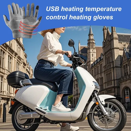 Miniatura 2 de Guantes eléctricos Ropa de mano con calefacción USB, interior de forro polar impermeable a prueba de viento Ciclismo al aire libre, deportes