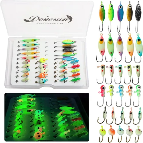 Kit de Pesca Dovesun Señuelos de Pesca en Hielo Plantillas de Pesca en Hielo Señuelos de Pesca en Hielo para Lucios Señuelos de Crappie 135