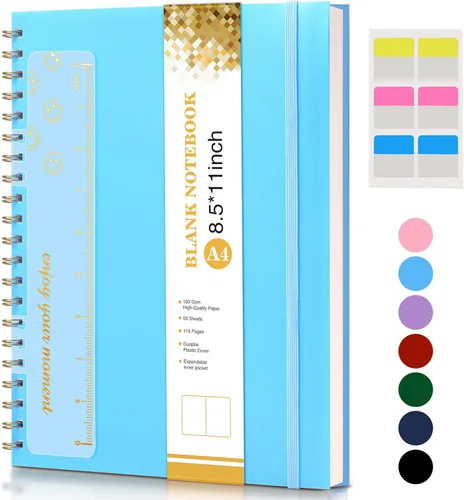 Miniatura 36 de Lined Spiral Notebook Journal 8.5” x 11”, A4 Large Notebooks for Women Men, College Ruled Journal, 100 GSM Paper, Plastic Hardcover Spiral Bound