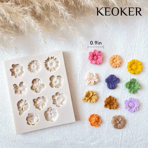 Miniatura 3 de KEOKER Moldes de arcilla polimérica para flores, 2 moldes para hacer joyas, cortadores de arcilla para decoración de aretes (flor mediana)