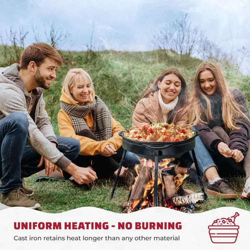 Miniatura 4 de Olla de horno holandés con tapa Syton de 12.5 cuartos (12 L) - Horno holandés de camping - Juego de utensilios de cocina de hierro fundido - Hierro