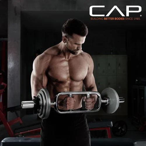Miniatura 5 de CAP Barbell Barra olímpica para tríceps de 34 pulgadas, cromada (OBIS-34S)
