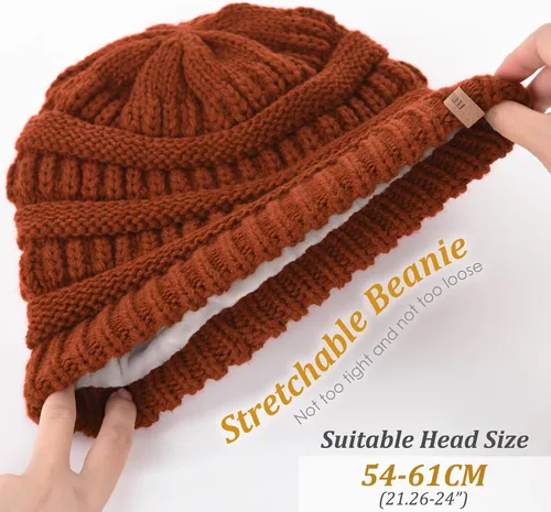 Miniatura 66 de FURTALK Gorros de invierno para mujer, con forro polar, gorro de punto holgado y cálido, gorro de esquí
