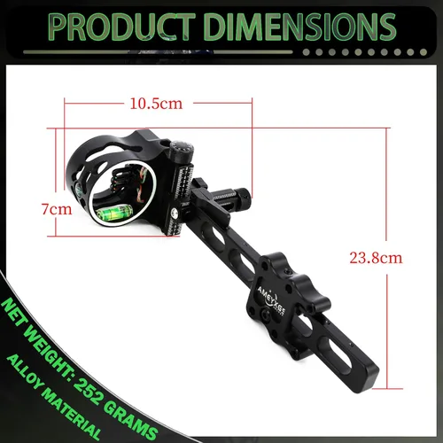 Miniatura 8 de 5-Pin Compound Bow Sight - with Level & Height Micro-Adjustable, Aluminum Alloy Hunting Sight for Right/Left Hand, Includes Sight Light & Tools