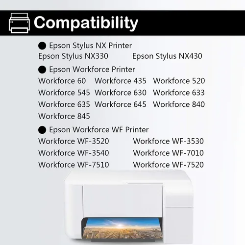 Miniatura 2 de Paquete de 2 cartuchos de tinta de repuesto T126 para Epson 126 T126 para Workforce 435 520 545 635 645 845 WF-3520 WF-3530 WF-3540 WF-7010 WF-7510