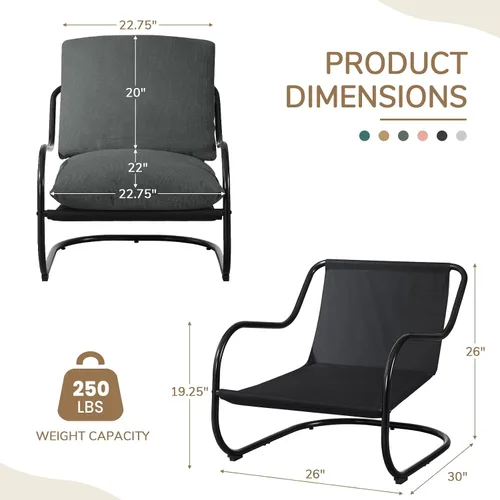 Miniatura 2 de Peace nest Silla decorativa moderna, sillón tapizado suave con marco de metal resistente, cómoda silla de descanso para sala de estar, dormitorio