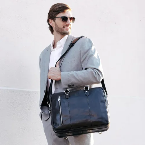 Miniatura 2 de Time Resistance Maletín de cuero para laptop - Bolsa de cuero de grano completo para computadora para hombres y mujeres Cuero