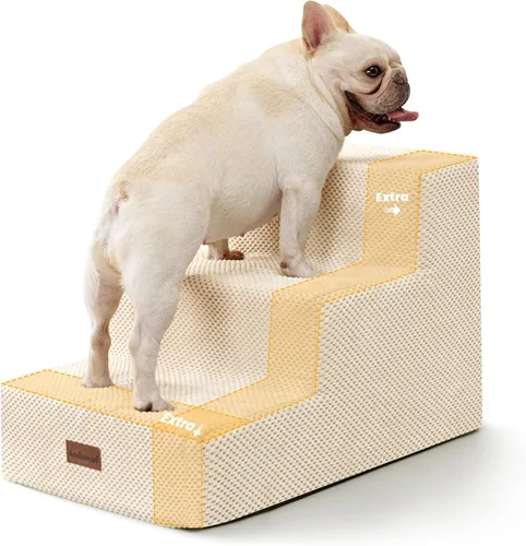 Miniatura 10 de Aodisman Escaleras para perros pequeños, escaleras antideslizantes de 3 escalones para mascotas para sofá, sillón y silla, escaleras para cama