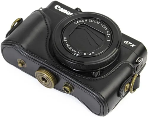 Miniatura 5 de TUYUNG - Funda de cuero vintage para cámara réflex digital Canon Powershot G7X, G7X Mark II - negro