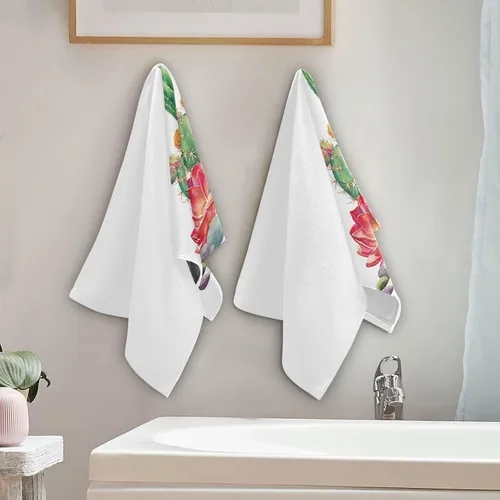 Miniatura 3 de Vdsrup Juego de 2 toallas de mano de cactus suculentos, toalla de verano de cactus tropical, toallas de baño pequeñas, toallas de baño suaves