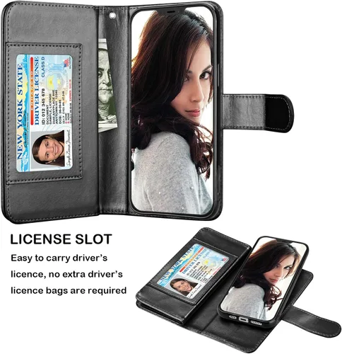 Miniatura 3 de NJJEX Funda compatible con iPhone 12 Pro Max / iPhone 12 Pro Max de 6.7 pulgadas (2020), [9 ranuras para tarjetas] tarjetero de piel sintética