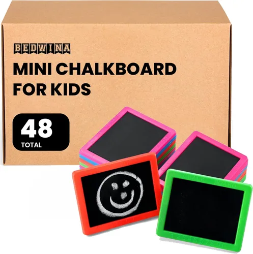 Miniatura 8 de Mini pizarra de tiza para niños, (paquete de 24) bolsas de regalos para niños, mini pizarra con 2 varillas de tiza y 1 borrador para niños y niñas